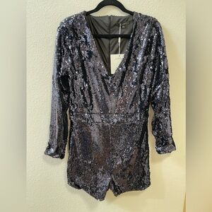 Purple sequined short jumpsuit XXL